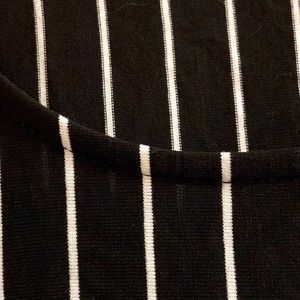 Retroluxe Black & White Striped 1X 3/4 Sleeve Top